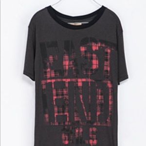 ISO Zara Graphic Plaid Letter tee